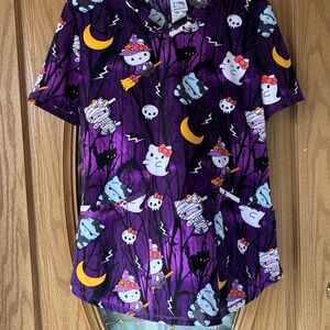 Hello Kitty Purple Halloween scrub Top